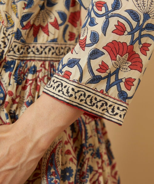 Freada 23SS インドプリント刺繍ラメステッチワンピース Freada（フリーダ）の「Freada/フリーダ インドプリント刺繍ラメ
