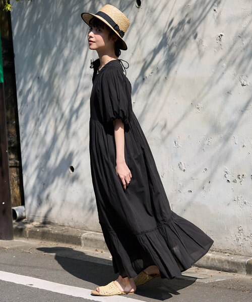 インドボイルバックオープンパフスリーブワンピース｜フリークスストア