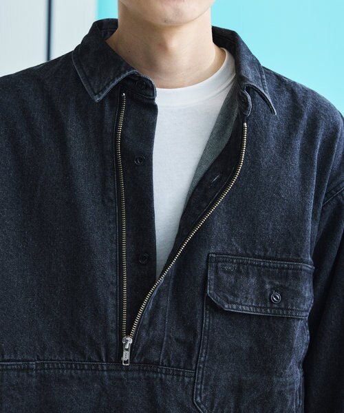 HF-ZIP DENIM L/S SHT/ハーフジップ デニム ロングスリーブ シャツ