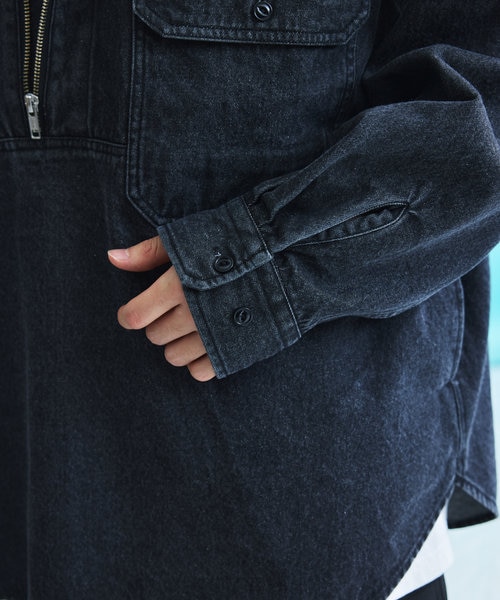 HF-ZIP DENIM L/S SHT/ハーフジップ デニム ロングスリーブ シャツ