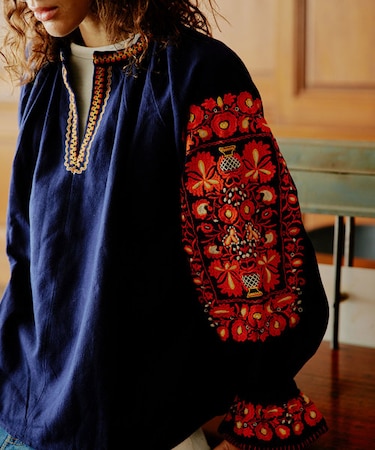 インドギャザースリーブ刺繍スモックブラウス｜フリークスストアの通販  