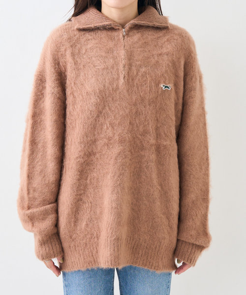 モヘアライク ハーフジップ/プルオーバーニット
