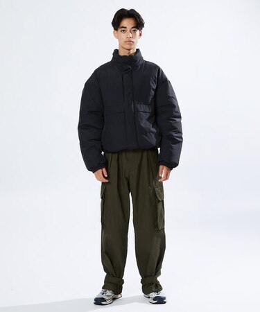 LUOLUOJUANJIE ブロック柄 スタンドカラー ダウンジャケット（限定展開  