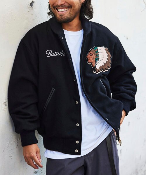 MISSION DISTRICT×Butwin スタジャン 黒 L MISSION DISTRICT×Butwin スタジャン 黒 L