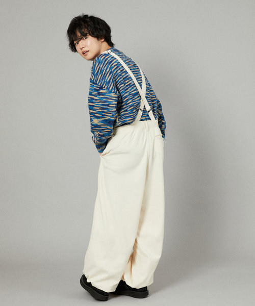 限定展開 ゆうたろう×FREAK'S STORE ワイドシルエット サスペンダー付き オーバーパンツ