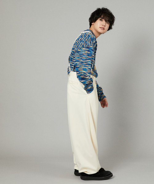 限定展開 ゆうたろう×FREAK'S STORE ワイドシルエット サスペンダー付き オーバーパンツ