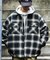 リラックスフィット オンブレチェック ネル 中綿シャツブルゾン/ワークシャツ/ネルシャツ/ビックシルエット/シャツアウター/キルティング