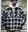 リラックスフィット オンブレチェック ネル 中綿シャツブルゾン/ワークシャツ/ネルシャツ/ビックシルエット/シャツアウター/キルティング