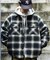リラックスフィット オンブレチェック ネル 中綿シャツブルゾン/ワークシャツ/ネルシャツ/ビックシルエット/シャツアウター/キルティング
