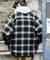 リラックスフィット オンブレチェック ネル 中綿シャツブルゾン/ワークシャツ/ネルシャツ/ビックシルエット/シャツアウター/キルティング
