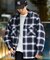 リラックスフィット オンブレチェック ネル 中綿シャツブルゾン/ワークシャツ/ネルシャツ/ビックシルエット/シャツアウター/キルティング