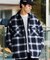 リラックスフィット オンブレチェック ネル 中綿シャツブルゾン/ワークシャツ/ネルシャツ/ビックシルエット/シャツアウター/キルティング