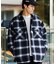 リラックスフィット オンブレチェック ネル 中綿シャツブルゾン/ワークシャツ/ネルシャツ/ビックシルエット/シャツアウター/キルティング