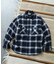 リラックスフィット オンブレチェック ネル 中綿シャツブルゾン/ワークシャツ/ネルシャツ/ビックシルエット/シャツアウター/キルティング