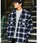 リラックスフィット オンブレチェック ネル 中綿シャツブルゾン/ワークシャツ/ネルシャツ/ビックシルエット/シャツアウター/キルティング