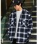 リラックスフィット オンブレチェック ネル 中綿シャツブルゾン/ワークシャツ/ネルシャツ/ビックシルエット/シャツアウター/キルティング