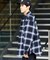 リラックスフィット オンブレチェック ネル 中綿シャツブルゾン/ワークシャツ/ネルシャツ/ビックシルエット/シャツアウター/キルティング