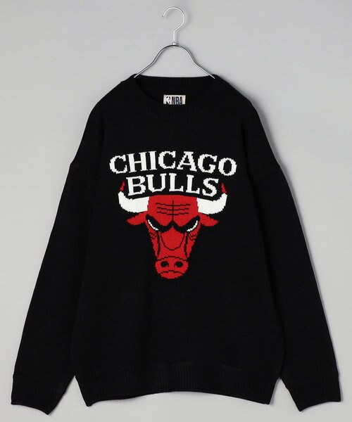 【新品タグ付】NBA シカゴ・ブルズ ニット Mサイズ フリークスストア購入 別注 NBA チームロゴ アクリル クルーネックニットプルオーバー