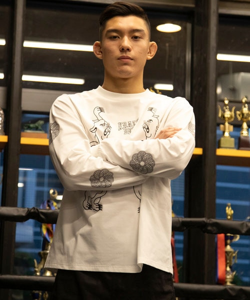 KRAZY BEE トライバルデザイン 長袖カットソー Lクレイジービー格闘技 KRAZY BEE クレイジービー 長袖Tシャツ ロンT山本KID徳郁 黒