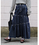 別注 Asymmetry Tiered Skirt/アシンメトリー ティアードスカート/ギャザースカート/デニムスカート