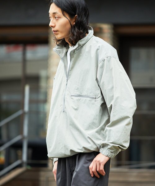 NYLON HALF ZIP BLOUSON SOLID/ナイロンハーフジップブルゾン