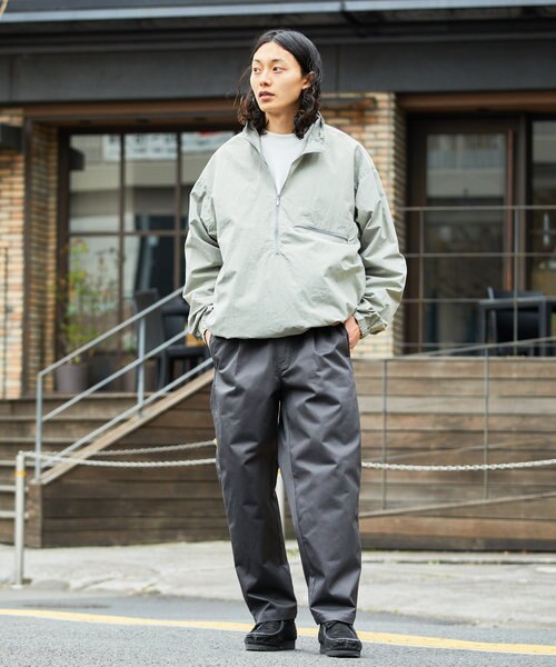 NYLON HALF ZIP BLOUSON SOLID/ナイロンハーフジップブルゾン 