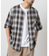 フルジップカーデ ショートスリーブシャツ/オンブレチェック/半袖