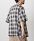 フルジップカーデ ショートスリーブシャツ/オンブレチェック/半袖