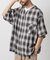 フルジップカーデ ショートスリーブシャツ/オンブレチェック/半袖