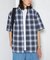 EASY WEAR リラックスフィット ショートスリーブ レギュラーカラー オンブレチェックシャツ