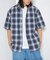 EASY WEAR リラックスフィット ショートスリーブ レギュラーカラー オンブレチェックシャツ