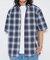 EASY WEAR リラックスフィット ショートスリーブ レギュラーカラー オンブレチェックシャツ
