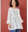 インドシアー刺繍チュニック肩フリルブラウス