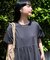 ワンポイントハート刺繍 ウエスト切替半袖ワンピース/Tシャツワンピース
