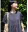 ワンポイントハート刺繍 ウエスト切替半袖ワンピース/Tシャツワンピース