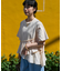 裾フリル ピグメントTシャツ/切替デザインTシャツ/ドッキング Tシャツ