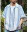 インド製 リラックスフィット 総柄レース マルチストライプ ショートスリーブ オープンカラーシャツ