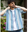 インド製 リラックスフィット 総柄レース マルチストライプ ショートスリーブ オープンカラーシャツ