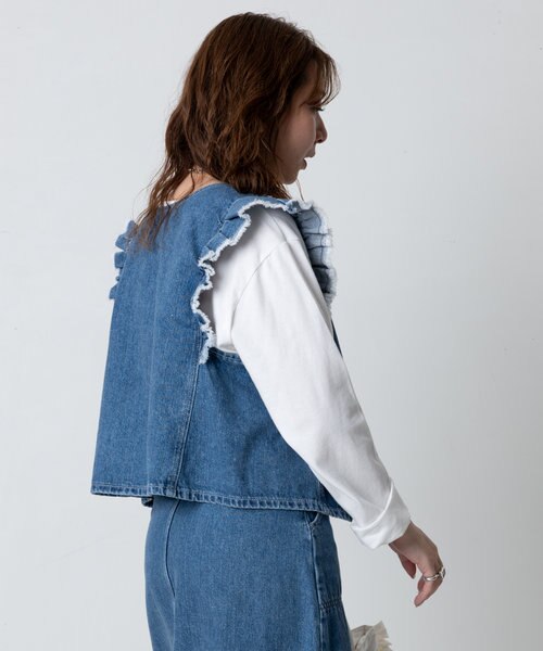 デニムリメイク☆ビッくフレアパンツxフリルスカート☆セットアップ￼ FREAK'S STORE スカート SOMETHING × STORE/サムシング 別注