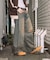 ワイドシルエット ダメージ加工 カーブ デニムパンツ