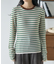 ウォッシャブル ボーダー クルーネックニット/リブニットトップス
