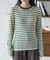 ウォッシャブル ボーダー クルーネックニット/リブニットトップス
