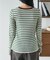 ウォッシャブル ボーダー クルーネックニット/リブニットトップス