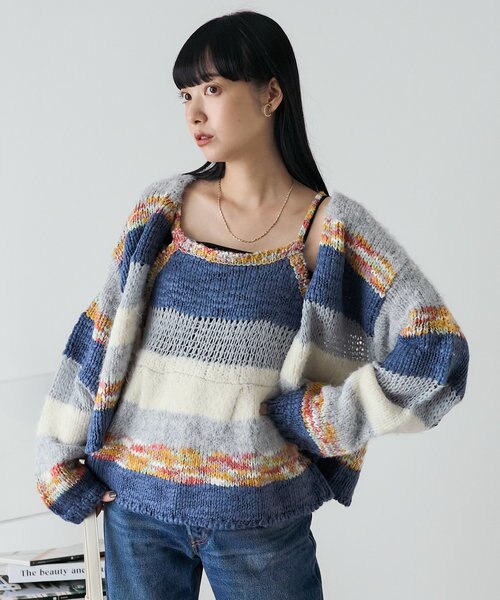 ANN DEMEULEMEESTER ボーダーニット オリゾンティ期？ XS かぎ編みボーダーニット | Alt due