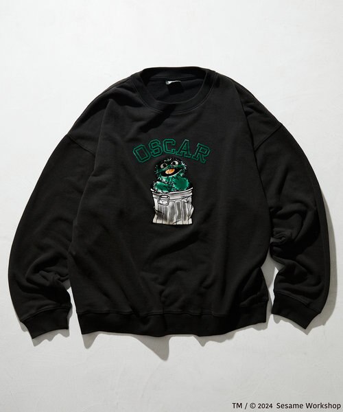 オスカー様 SESAME STREET/セサミストリート オスカー フロッキープリント クルー