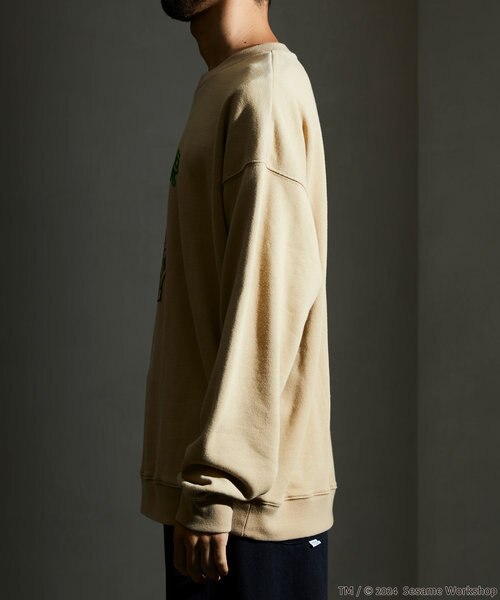 SESAME STREET/セサミストリート オスカー フロッキープリント クルー