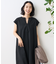 接触冷感/UV リネンタッチ スキッパーワンピース/ リネンタッチ Vネックワンピース
