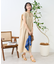 接触冷感/UV リネンタッチ スキッパーワンピース/ リネンタッチ Vネックワンピース