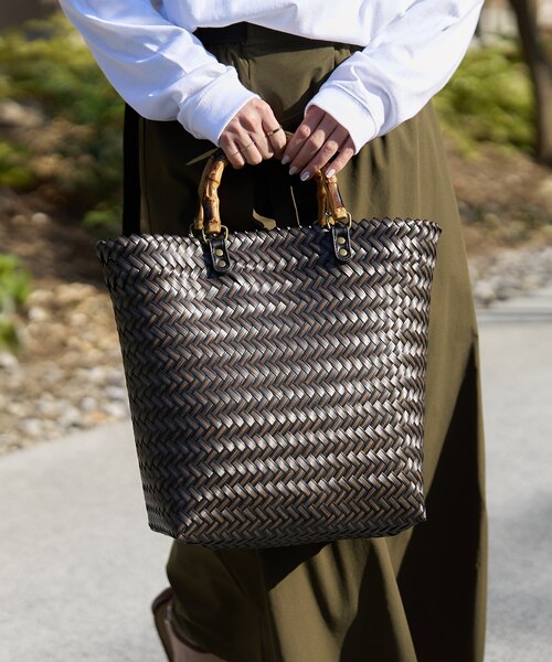 編み込みかごバンブーハンドルバッグ｜フリークスストアの通販｜&mall