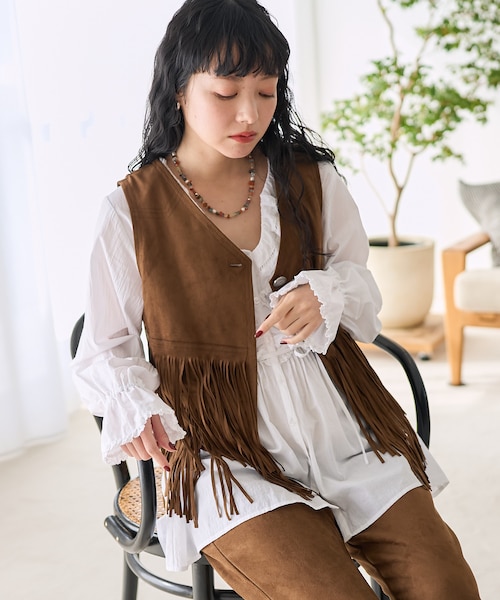 MAHIYA ジョプリン スエード フリンジベスト スエード調 フリンジベスト｜フリークスストアの通販｜&mall